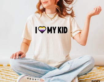 Nonbinary Kid Comfort Colors Shirt - I Love My Nonbinary Kid - Transgender Awareness - Comfort Colors Trans Shirt