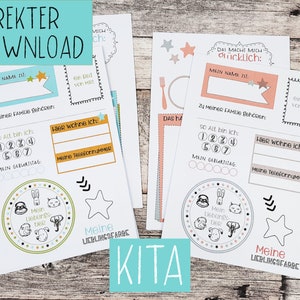 DIY Freundebuch - Kita - Freundebuchseiten zum Download - inkl. Deckblatt - digitale Datei, PDF, DIN A5