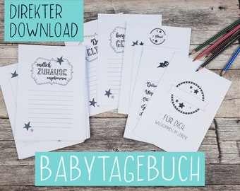 Babyalbumseiten, Innenseiten für ein Babytagebuch 1.-2. Jahr, ausfüllbare Innenseiten Babyalbum, digital Datei, PDF, Download