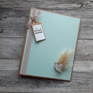 Libro degli amici adulti, insegnanti, educatori, album fotografico A4, raccoglitore ad anelli A4, cartella A4, carta strutturata, erba di pampa