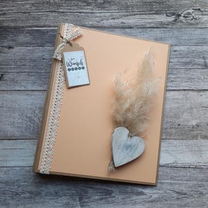 Libro degli amici adulti, insegnanti, educatori, album fotografico A4, raccoglitore ad anelli A4, cartella A4, carta strutturata, erba di pampa