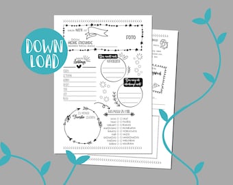 Friendship book pages for teachers as a farewell gift, including cover page and blank page, DIN A4, Boho design - digital file, download, PDF