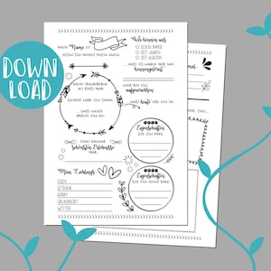 Freundebuchseiten für Erwachsene, Größe DIN A4, Boho - digitale Datei, Download, PDF