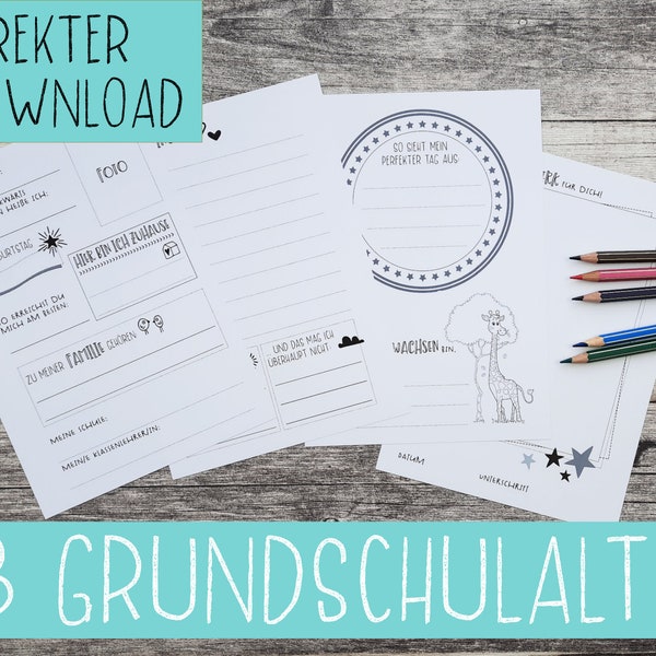 Freundebuchseiten für Kinder (ab der Grundschule), Geschenkidee zur Einschulung, digitale Datei; PDF, Download, DIY Freundebuch