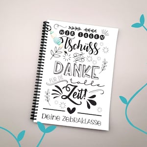Freundebuch für Lehrer/innen zum Abschied, personalisiertes Deckblatt, 5 Farbvarianten mit Schlüsselanhänger, Boho, DIN A4