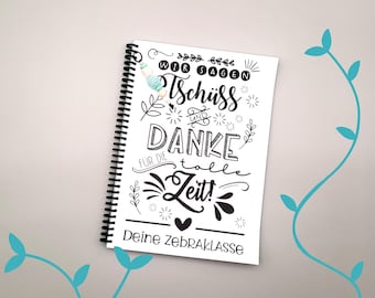 Farewell friendship book for teachers, personalized cover, 5 color variations with key ring, Boho style, DIN A4
