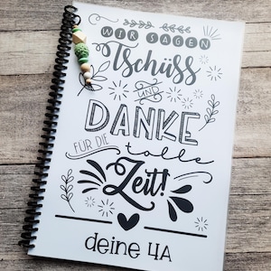 Freundebuch für Lehrer/innen zum Abschied, personalisiertes Deckblatt, 5 Farbvarianten mit Schlüsselanhänger, Boho, DIN A4