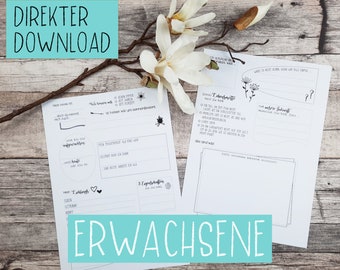 Freundebuchseiten für Erwachsene DIN A4 hochkant, Freundebuch für Frau und Mann - digitale Datei, Download, PDF