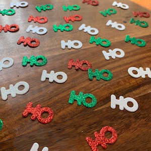 100 Christmas Red Green and White Ho Ho Ho Glitter Table Top Confetti