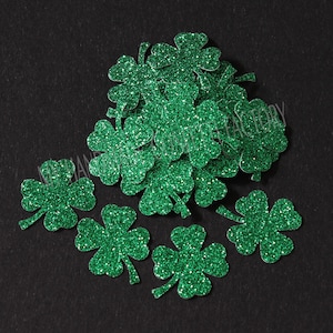 75 Glitter Emerald Green Four Leaf Clover/Shamrock Table Confetti