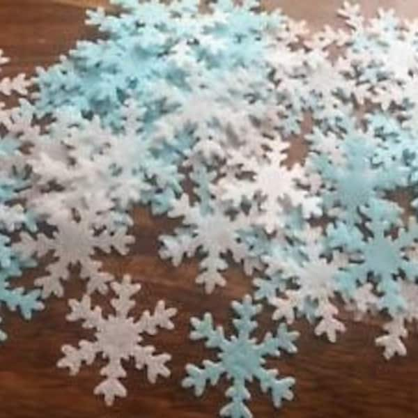 60 Edible 'Frozen' Christmas Snowflake Rice Paper Cake Toppers