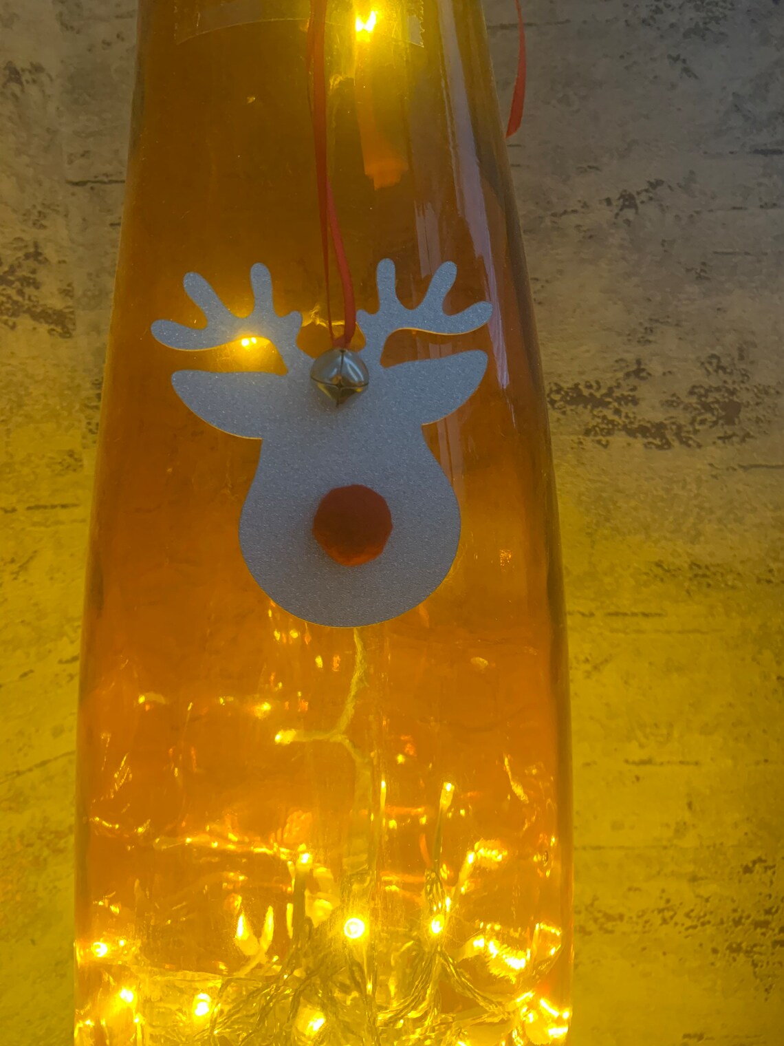 Silver Glitter Rudolph Red Nose Reindeer (tree) Hanging Decoration With ...