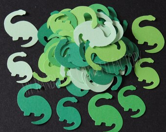 100 Green Dinosaur Brontosaurus Table Confetti - Card