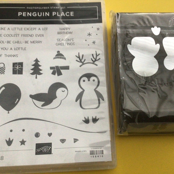 Neue Stampin Up! Pinguin Place 28 Teilige Stempel Set & Großer Pinguin Bastelstempel