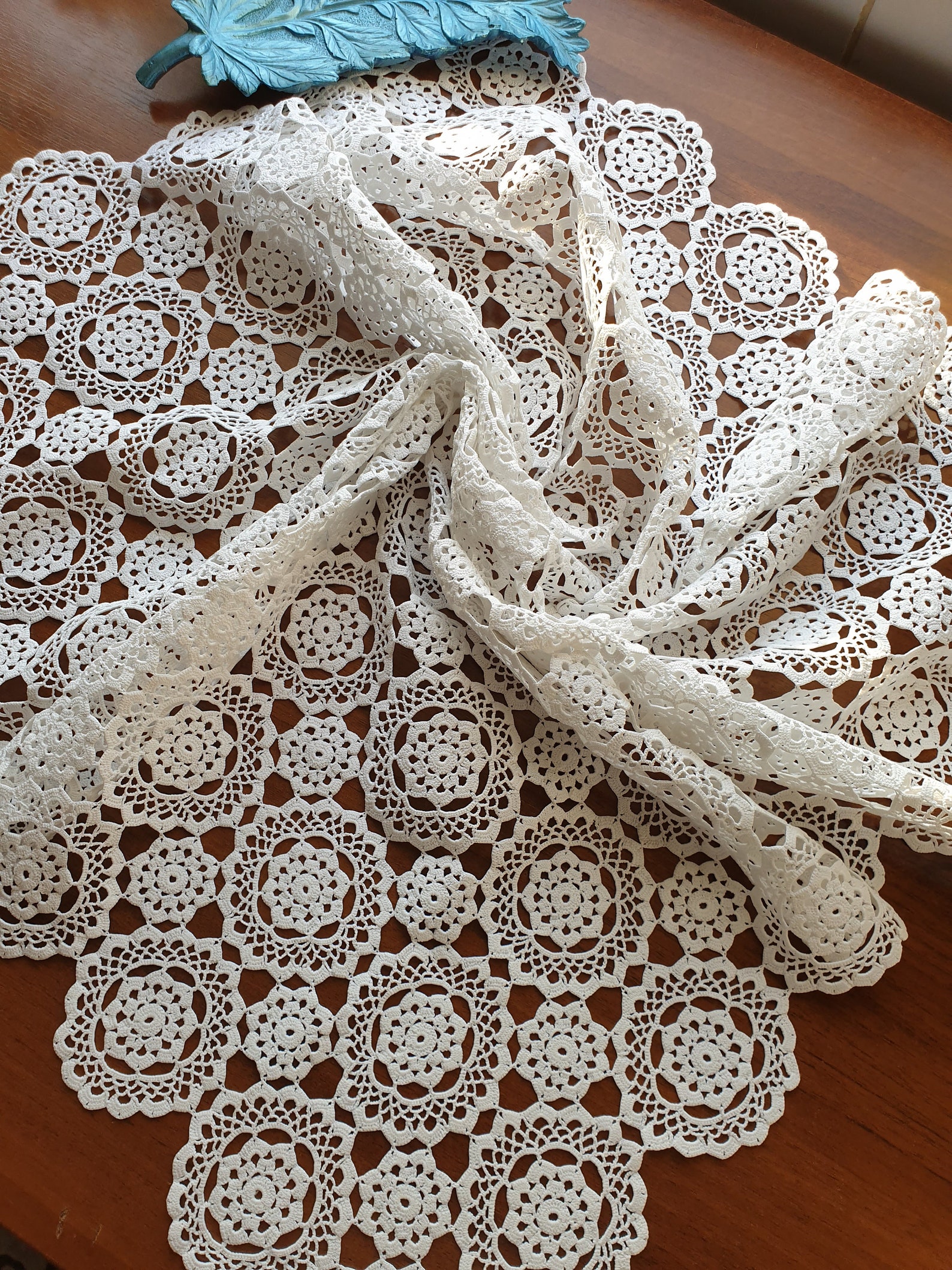 Lace tablecloth made with hand crochet. lace decorative Etsy