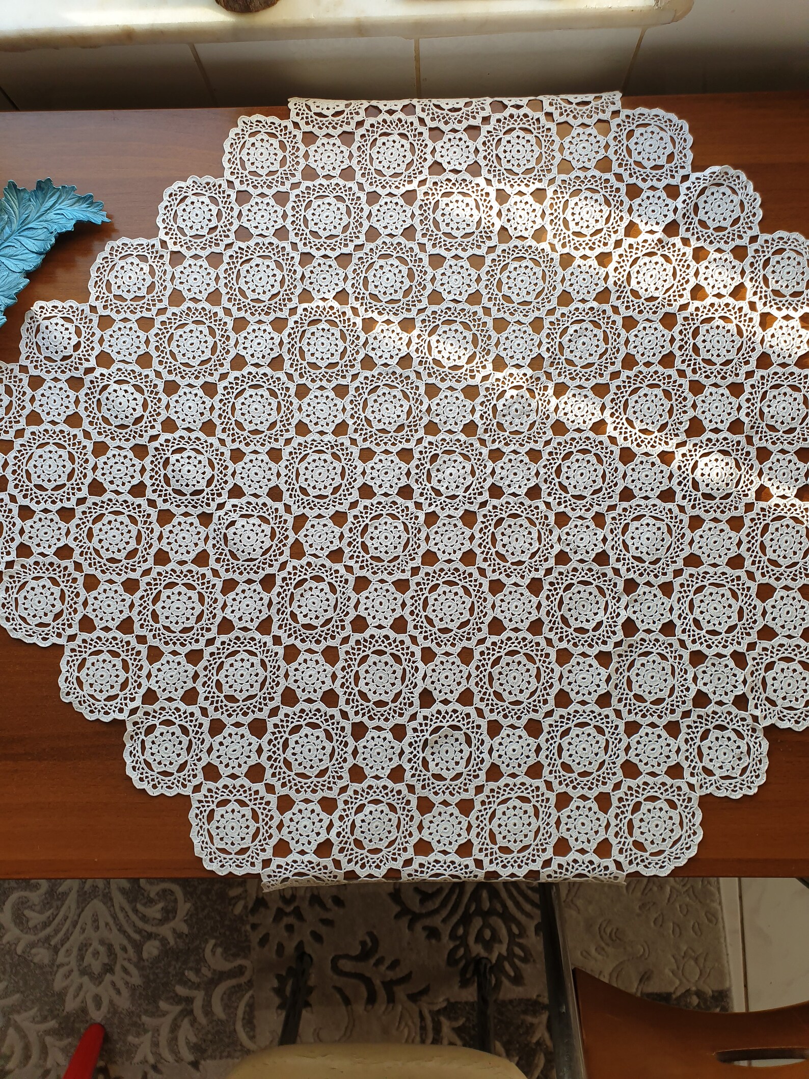 Lace tablecloth made with hand crochet. lace decorative Etsy