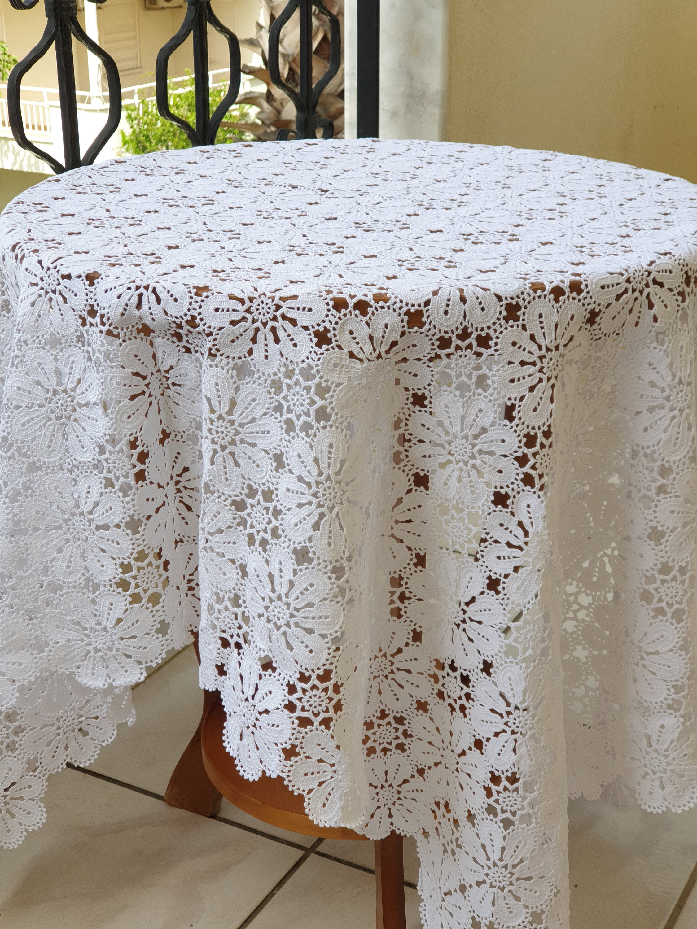 Handknitted Crocheted Lace Square Tablecloth. Lace Coffee Etsy
