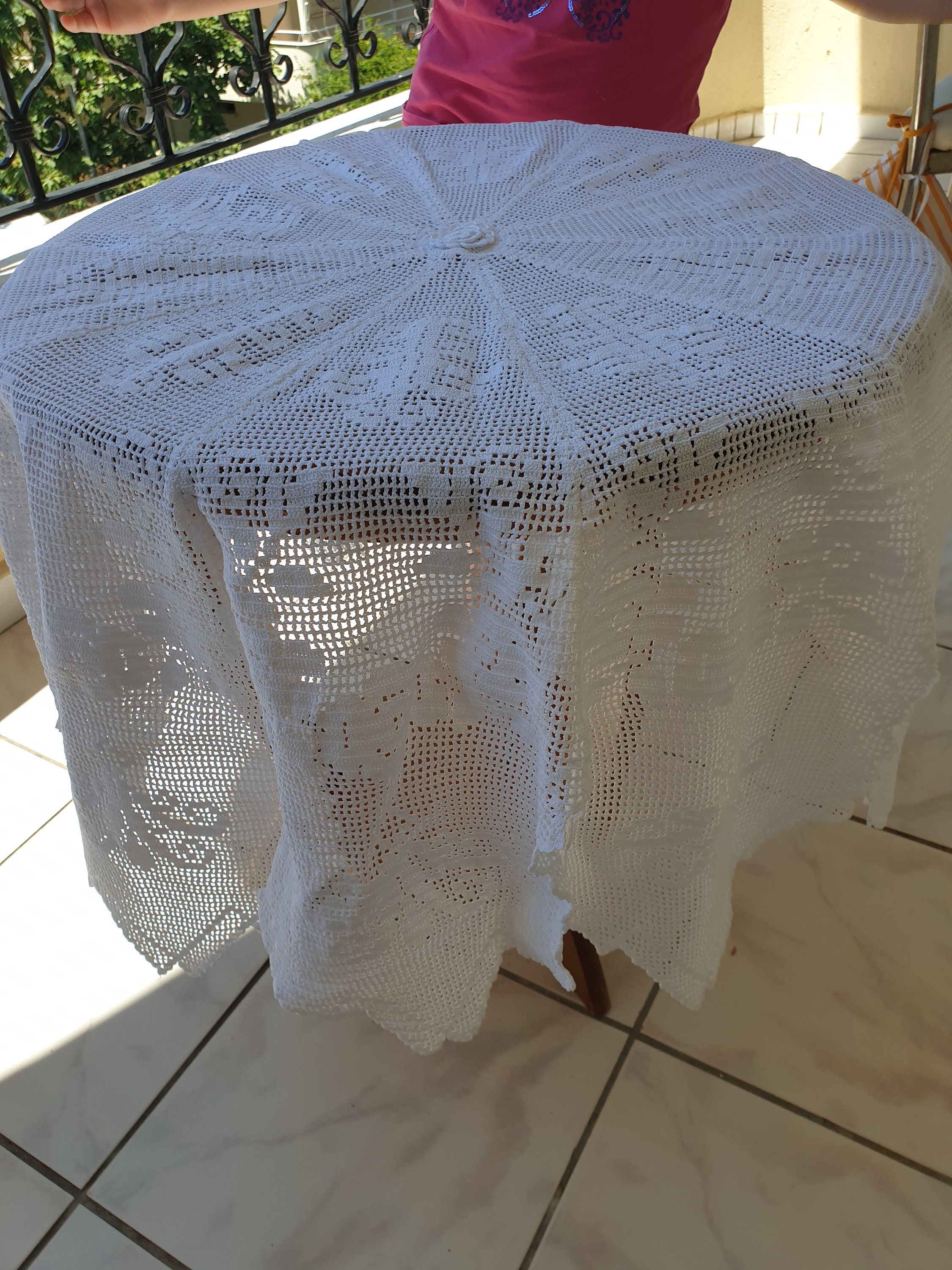 Handknitted.large Lace Tablecloth Knitted With Etsy UK