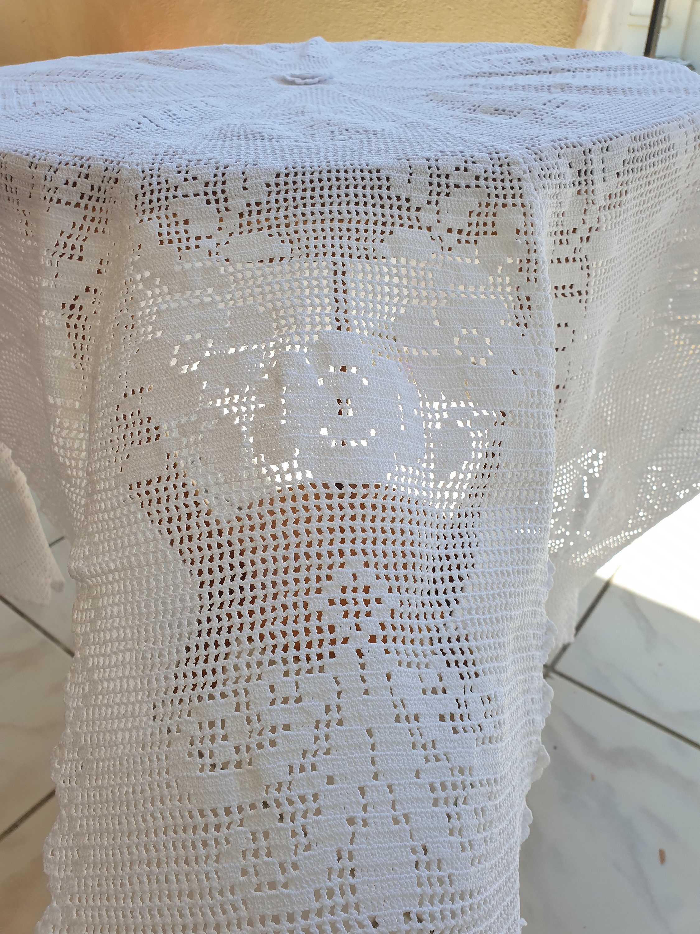 Handknitted.large Lace Tablecloth Knitted With Etsy UK
