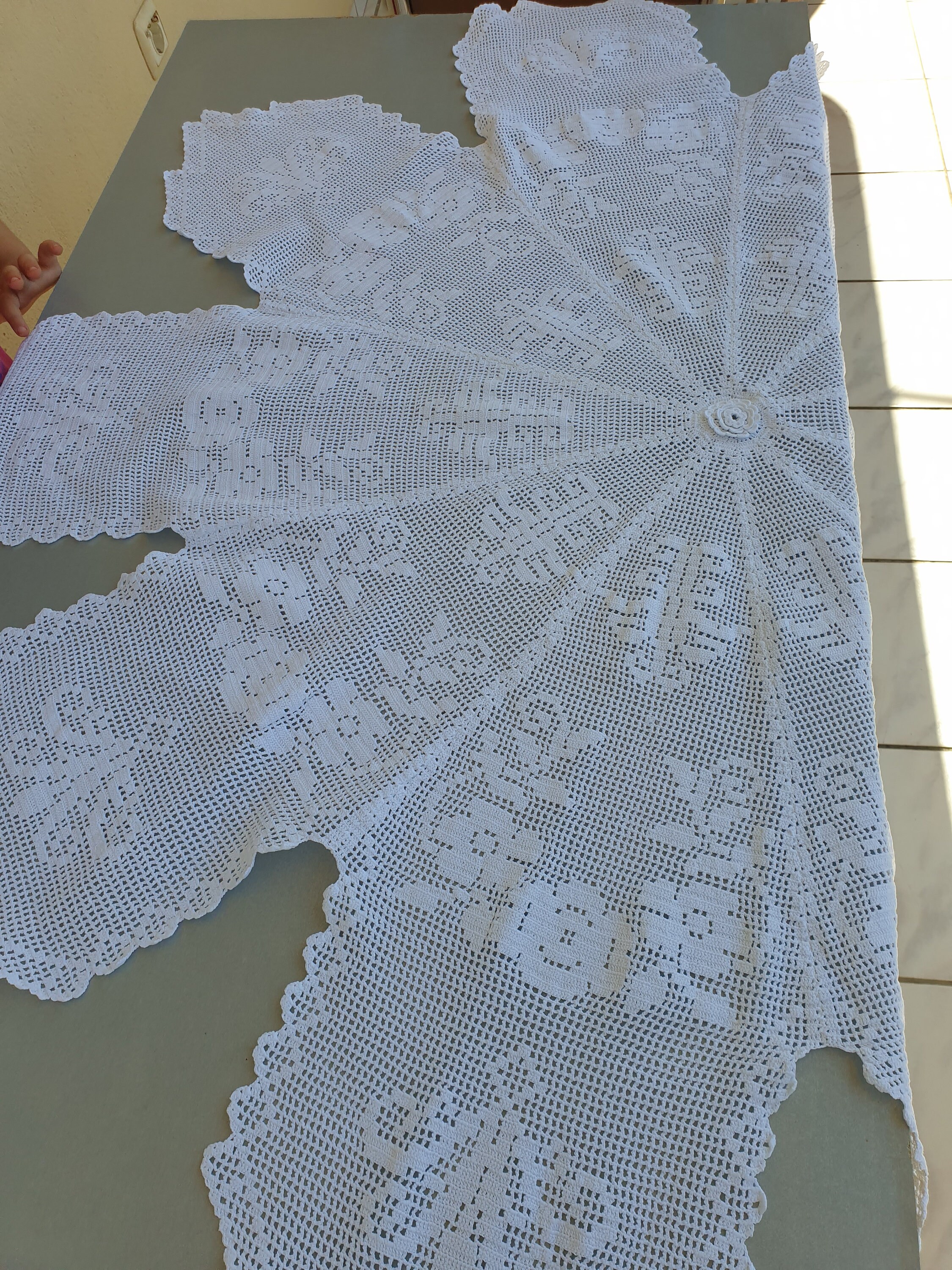 Handknitted.large Lace Tablecloth Knitted With Etsy UK