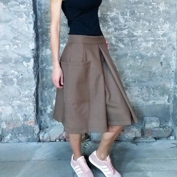 Made to order - Cotillon Loose Skirt with Huge Side Oockets - 100% Cotton or Linen - Handmade Spring Summer Autumn Clothes for Women