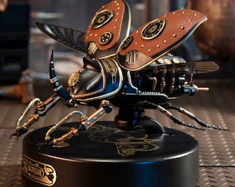 Steampunk Mechanical Beetle Model Kit - Metal Insect 3D Puzzle - Bionic Gear Engine Diorama - Unique Gift for Engineers, Men, and Geeks