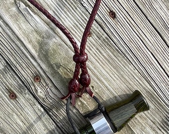 Duck Goose Call Lanyard Braided Leather - 2 leads - Made in the USA
