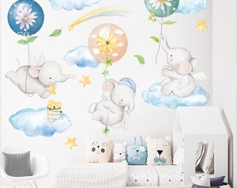 DEKORI AY10260 Wall Stickers Fantasy Balloons and Elephants. Wall Decoration Children's Room.