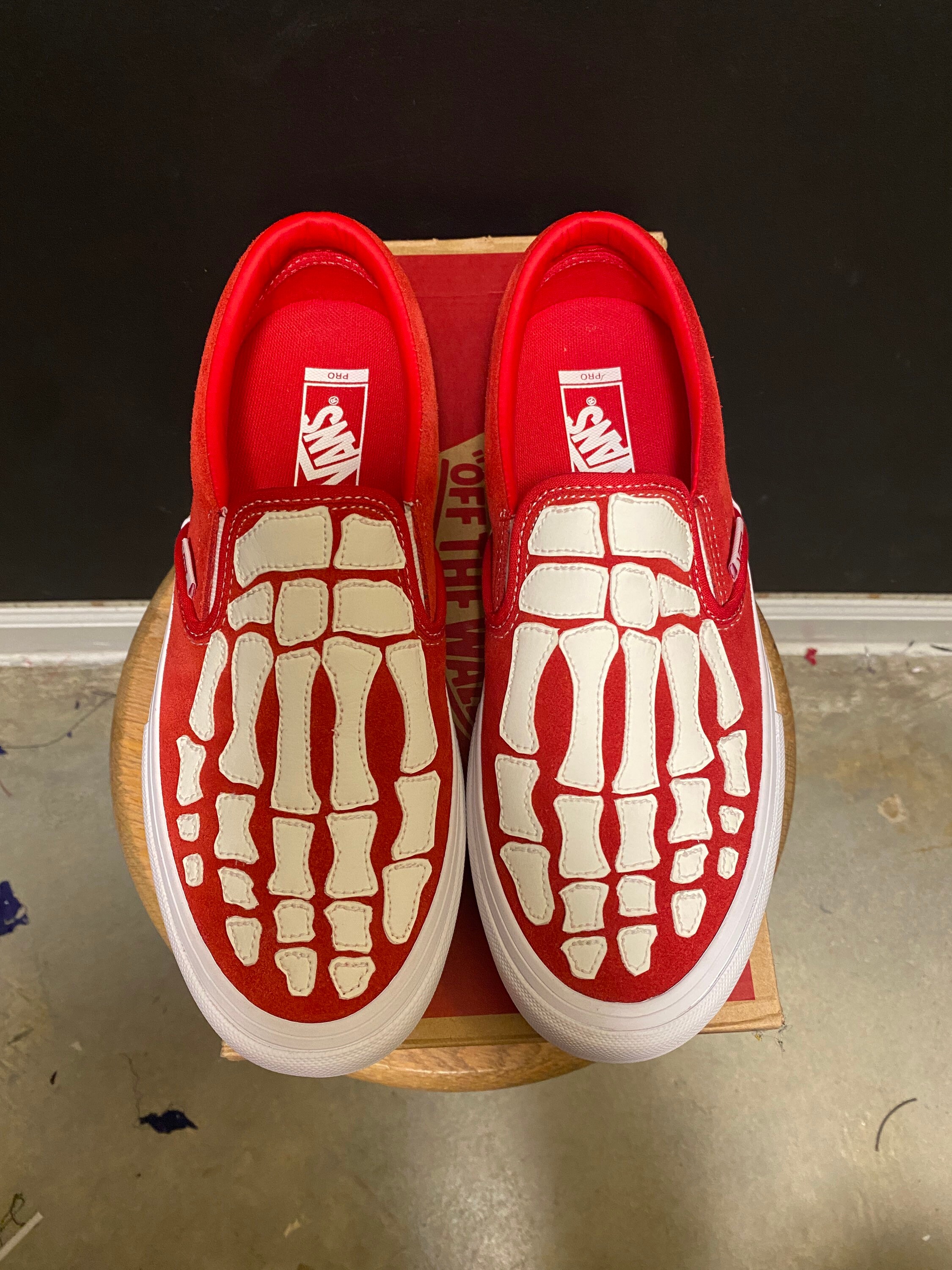 Red vans slip ons sale