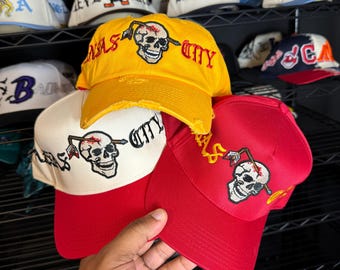 Custom Kansas City Arrow Head Skull Hat
