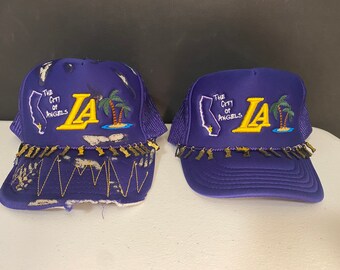 Custom Embroidered Los Angeles Laker Foam Trucker Hat LA