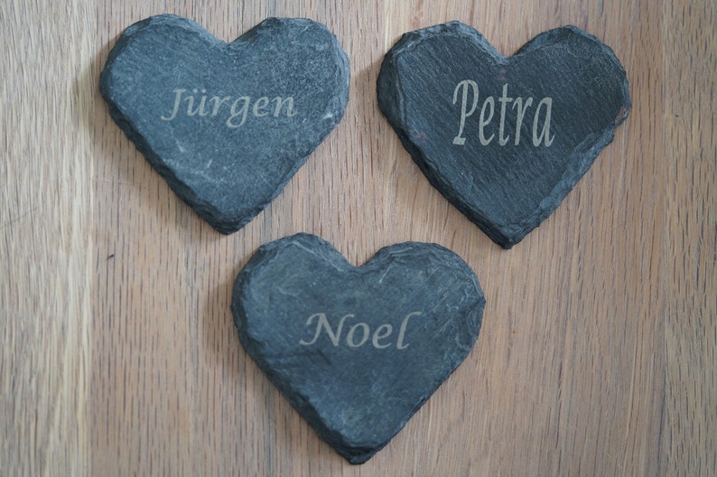 Schieferherzen Tischkarten Hochzeit
