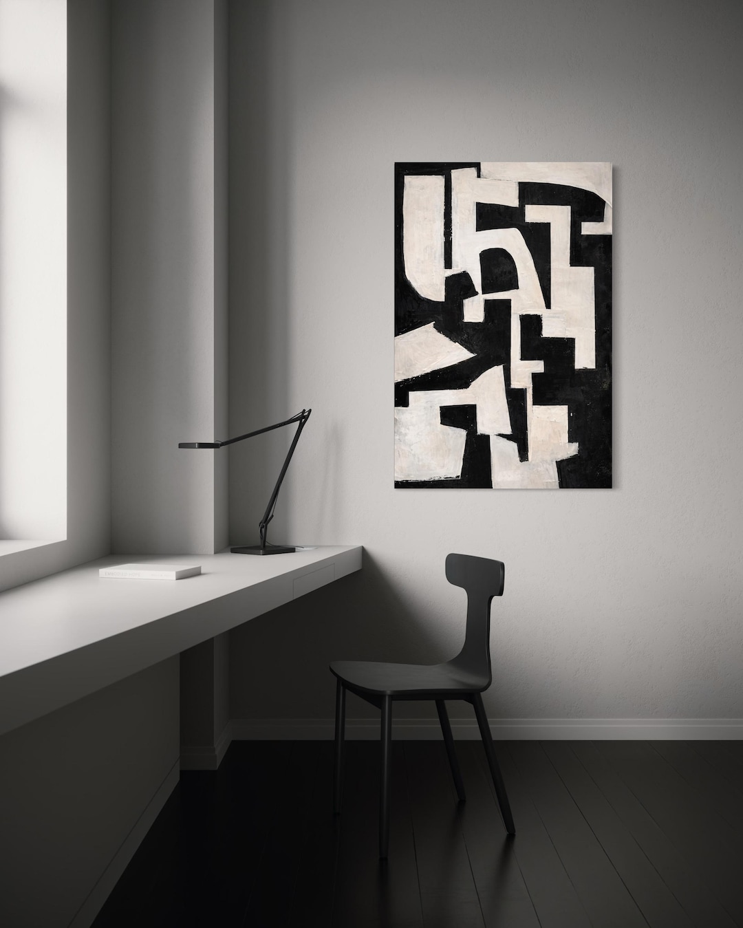 Black and White Abstract Canvas Wall Art | Modern Graphic Minimalist ...