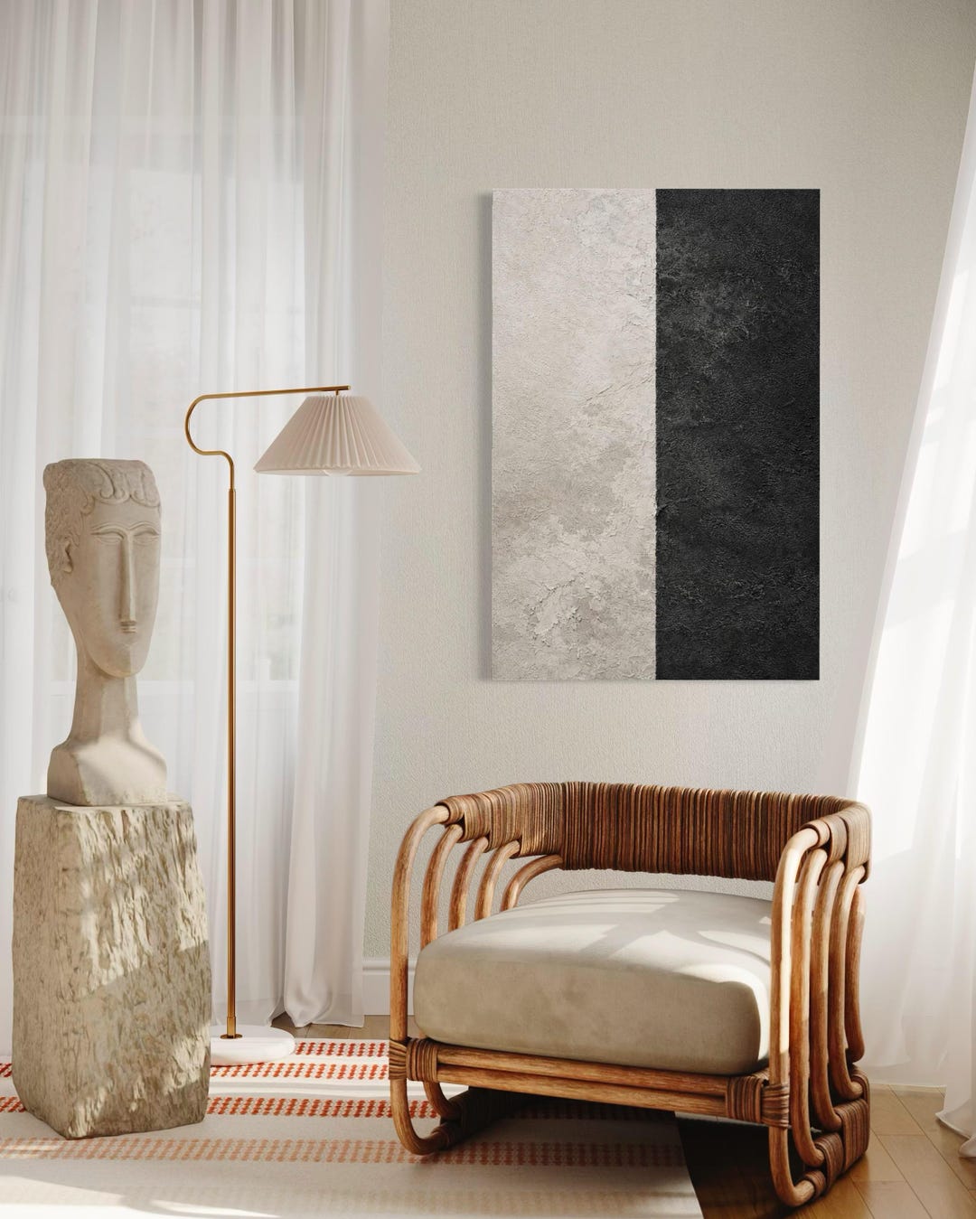 Black and White Abstract Canvas Art | Minimalist Modern Wall Art ...
