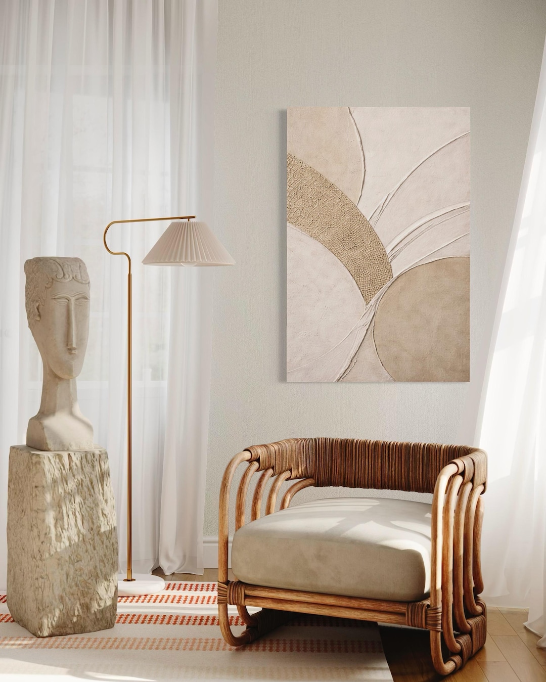 Minimalist Neutral Abstract Canvas Art | Textured Beige Modern Wall Art ...