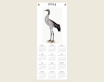 2024 Calendar Featuring Olof Rudbeck's Crane, on Fine Art Canvas, Great gift for Serious Birders, Casual Birdwatchers, and Nature Lovers