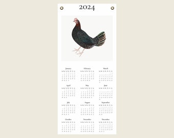 2024 Calendar Featuring Olof Rudbeck's Farm Hen, on Fine Art Canvas, Perfect Gift for Serious Birders and Birdwatchers