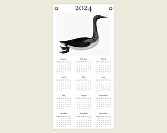 2024 Calendar Featuring Olof Rudbeck's Black-Throated Diver on Fine Art Canvas, Great Gift or Stocking Stuffer for Birders and Birdwatchers