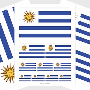 Celebrate Uruguay with weatherproof vinyl flag stickers. Bold colors, permanent adhesive, and a variety of sizes