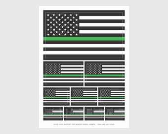 USA Thin Green Line Flag Stickers