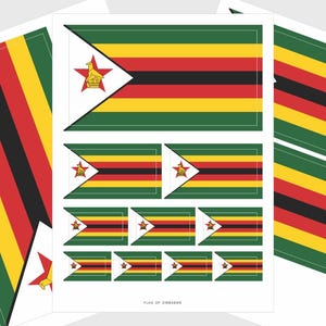 Zimbabwe Flag Stickers Weatherproof Zimbabwean Flag Stickers