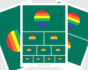 Bangladesh LGBTQ Pride Flag Stickers