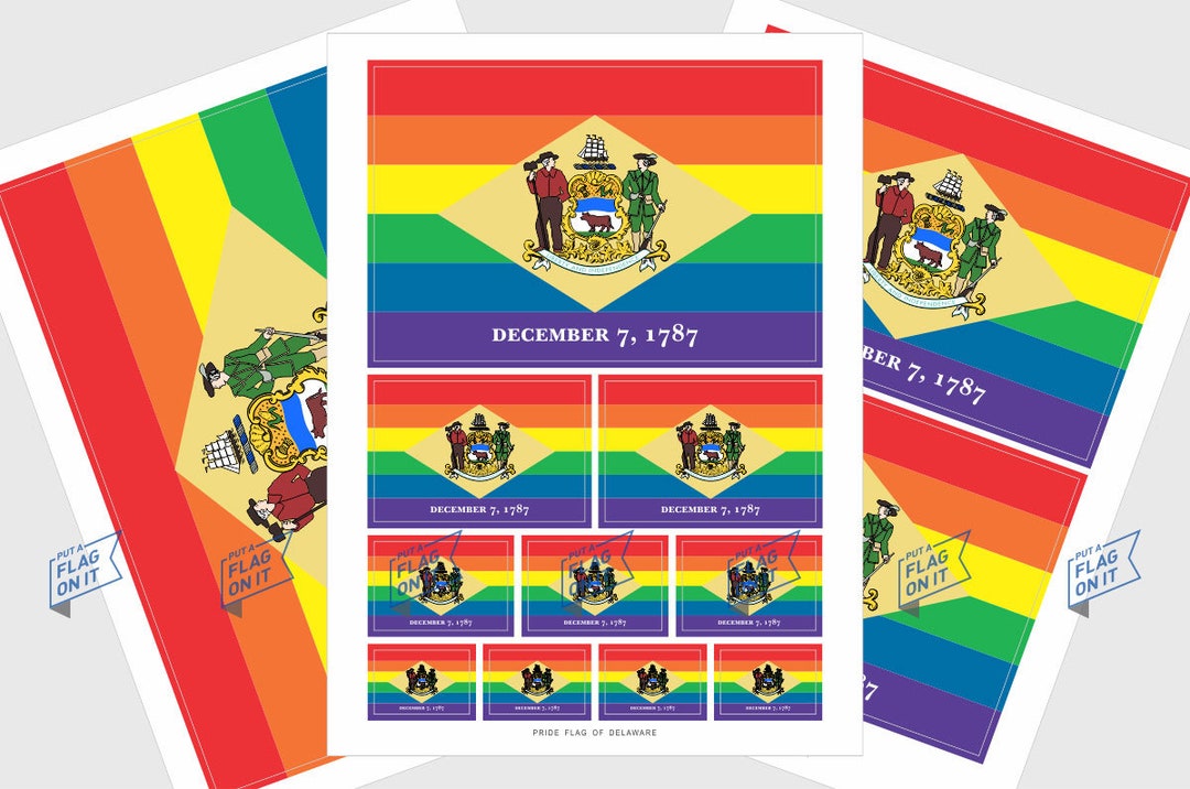 Delaware LGBTœ Pride Flag Sticker, Weatherproof Vinyl Flag Stickers - Etsy