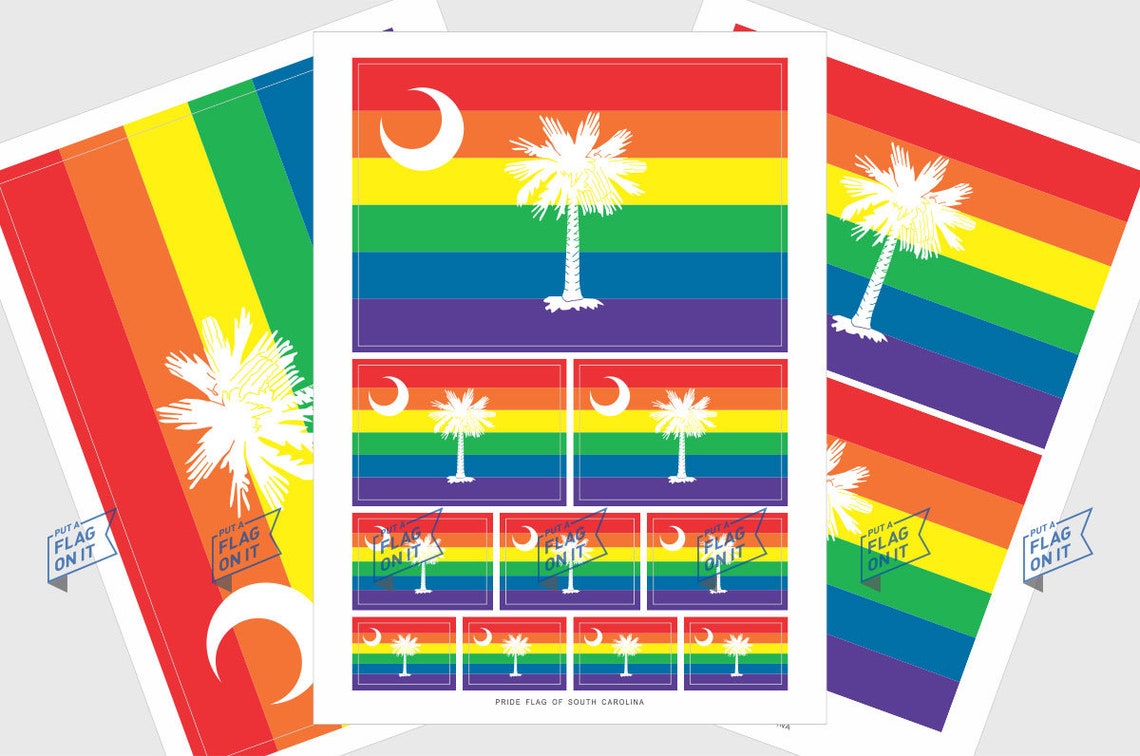 South Carolina LGBT Pride Flag Sticker Weatherproof Vinyl Etsy