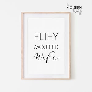 Filthy Mouthed Wife printable typography wall art poster, Typography printable, Gift for Her, Feminist Poster, Gift for Wife, Minimalist Art