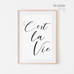 C&#39;est la Vie - French Quote Printable Poster, Typography Wall Art, Minimalist Wall Art, French Quote Wall Art, Inspirational Quote Print
