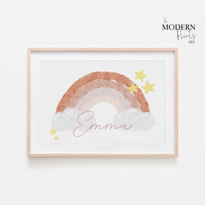Nombre arcoíris personalizado, Arte arcoíris personalizado con nombre para bebés, Arte infantil imprimible, Arte infantil Boho, Regalo para baby shower, Colores múltiples