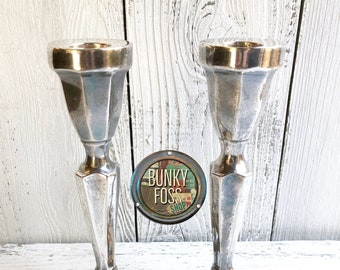 Vintage Silverplate Candlestick Holders, Set of 2, 1950s