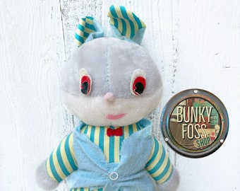 RARE! Vintage Jestia Mohair Stuffed Bunny, Jestia, Made in Japan, Japanese Jestia Rabbit, Vintage Bunny, Stuffed Rabbit Toy, Vintage Easter