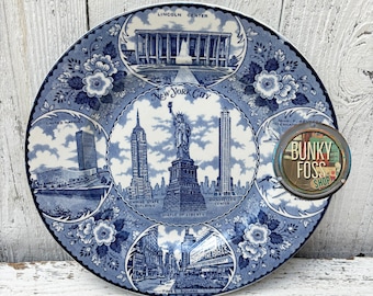 Vintage Fine Staffordshire New York City Transferware Plate, England, Fine Stafforshire Plate, Transferware Plate, NYC, Blue & White, Plate